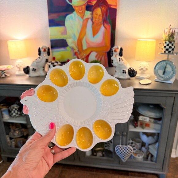 Vintage Ceramic Chicken Egg Platter - Picture 9 of 9